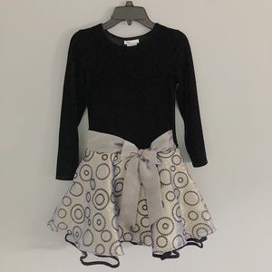 Black Bonnie Jean Kids Long Sleeve Formal Dress